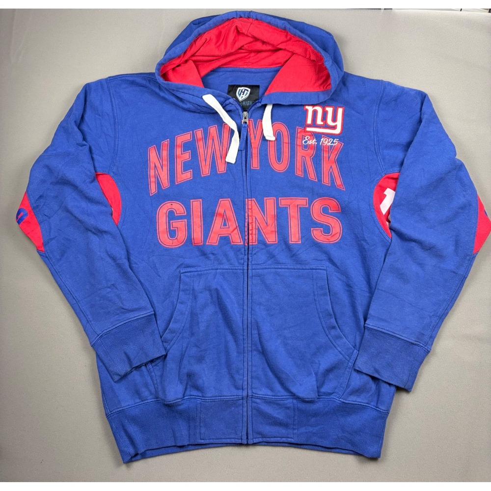 New York Giants Hands High Full Zip Hoodie Blue Red Mens Large NFL Football